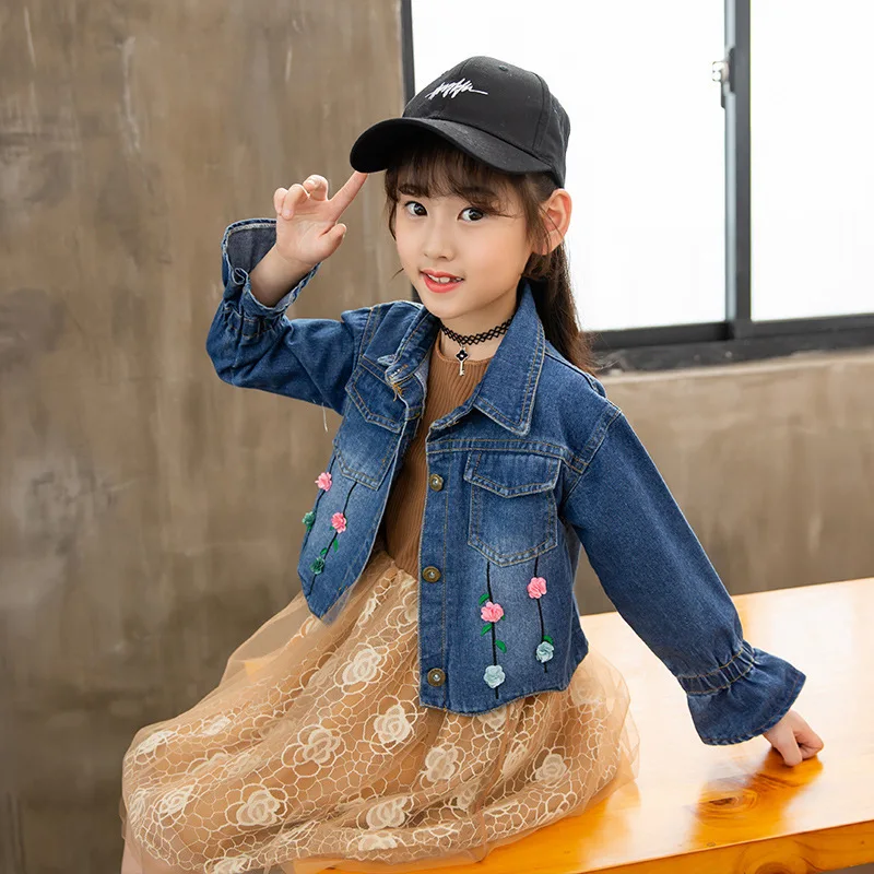 Girl Autumn Suit 2018 New Pattern Korean Long Sleeve Children Western Style Dress Cowboy Loose Coat |