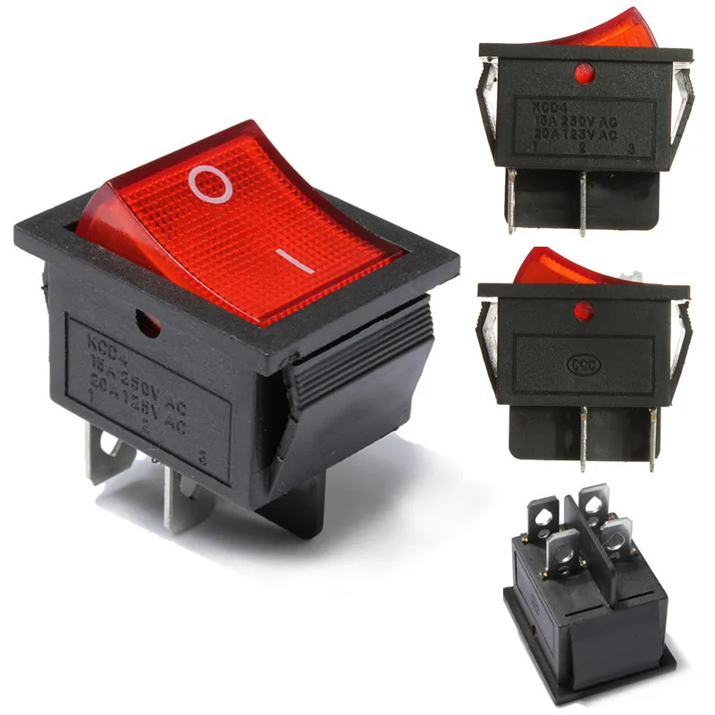CLAITE красный свет лампы 4 Pin DPST ВКЛ ВЫКЛ рокер переключатель лодки 13A/250В 20A/125В