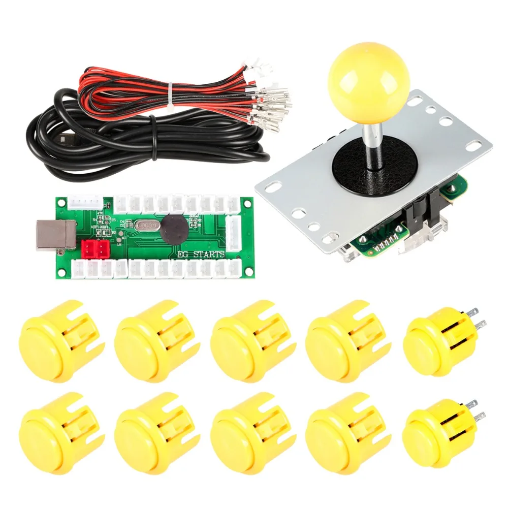 Новая желтая Аркада DIY наборы частей USB контроллер к ПК джойстик игры 5Pin 8 Way рокер +