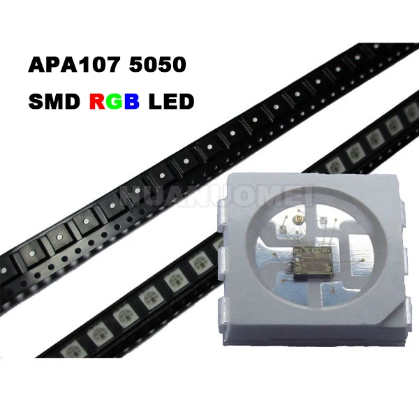 APA107 светодиодный чип 5050 SMD RGB APA102 чип; 6 контактов SMD 5050 встроенный APA107 IC (обновление APA102); DC5V вход, 0,3 Вт, 60ма; SOP-6; 1000 ⑤ пакет