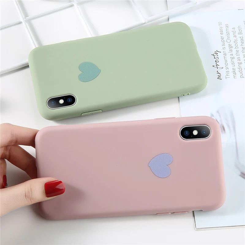 Lovebay Phone Case For iPhone 6 6s 7 8 Plus X XR XS Max Cartoon Love Heart Candy Colors Soft TPU Silicon |