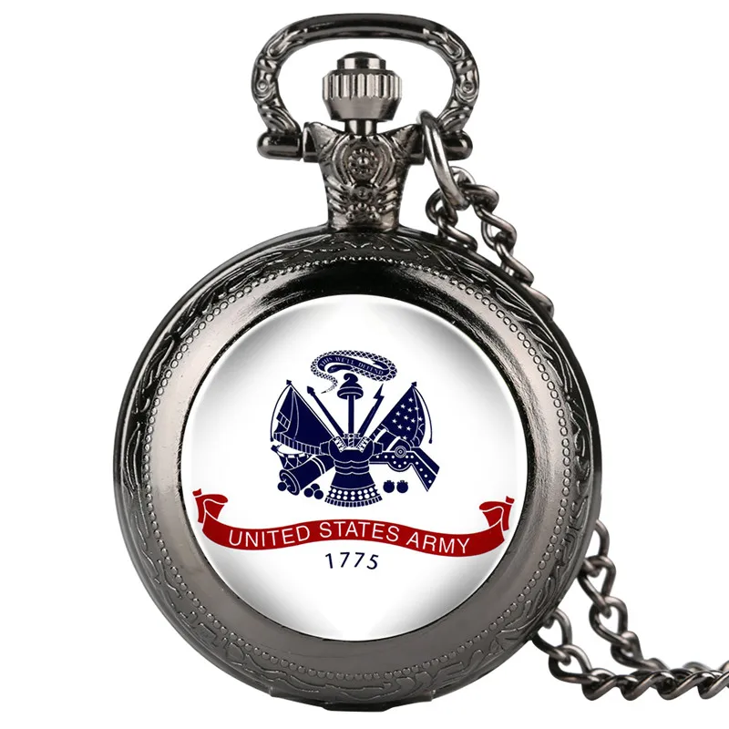 

United States Army Fob Men's Pocket Watch Pattern Mini Small Pocket Watch with Arabic Numerals Clock Women Necklace Pendant