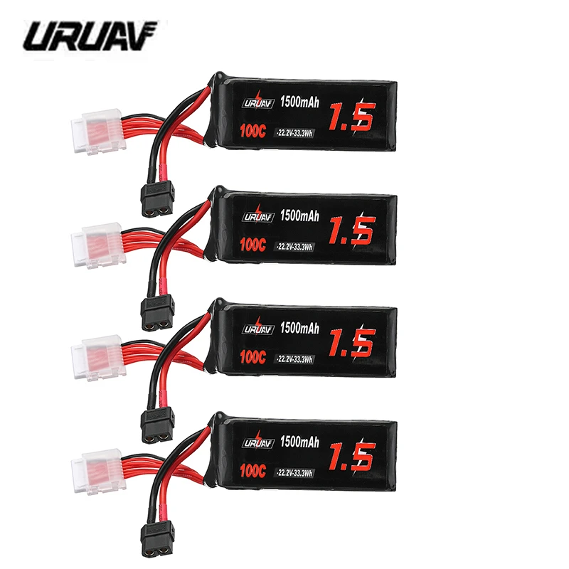 Новый 4 шт. аккумулятор URUAV 22 2 в 1500 мАч 100C 6S Lipo XT60 разъем для радиоуправляемого FPV