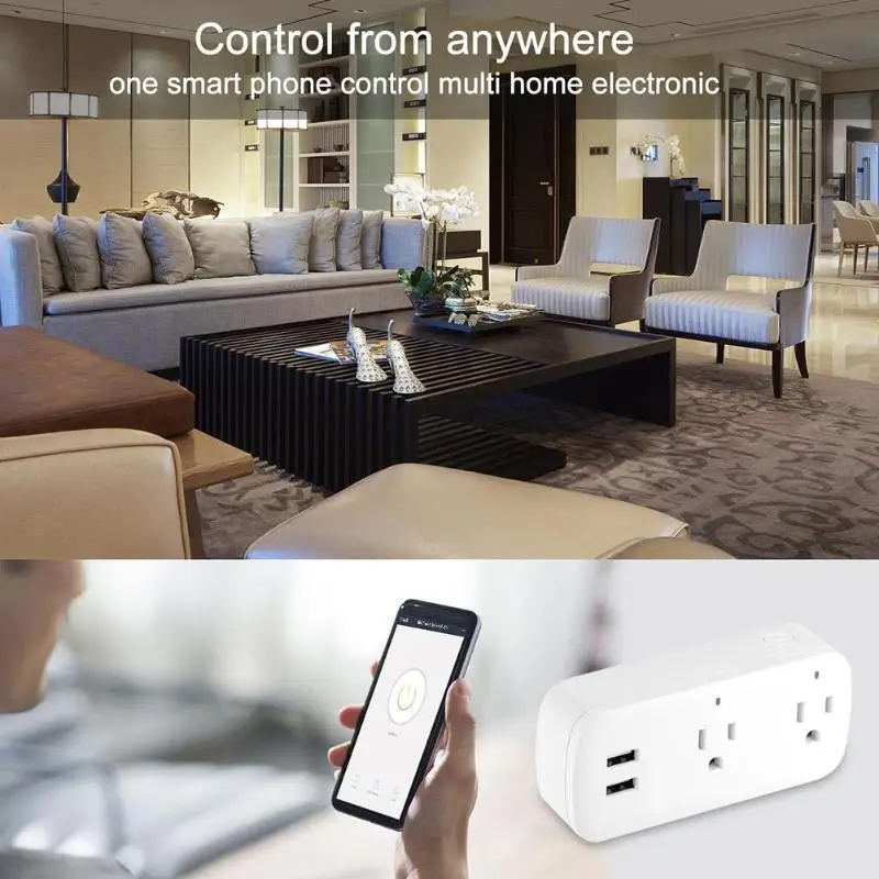 WiFi Smart USB переключатель питания синхронизация голосового управления 2 порта