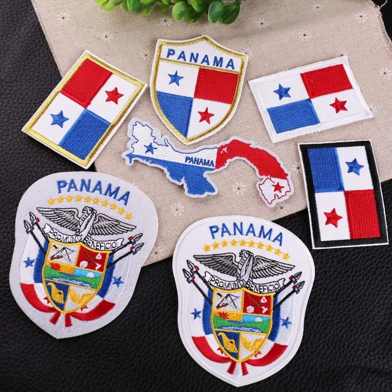 

PGY Cheap Wholesale PANAMA Flag Embroidered Patches Iron on Clothes Coat Bags Diy Garment Stickers Appliques Accessories Badge