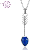 diy pure sterling silver vintage pear shapesky blue topaz lapis pendants necklaces womens handmade fine jewelry gifts wholesale