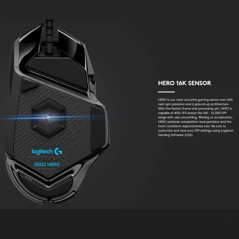 Игровая мышь Logitech G502 Hero 12000 точек/дюйм Проводная игровая RGB Tunable PROTEUS SPECTRUM с Delta Zero