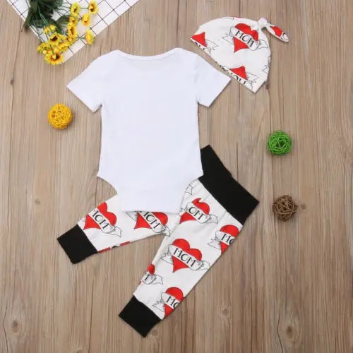 Newborn Baby Boy Infant MAMA's Romper Jumpsuit +Pants Leggings Clothes Outfit 3PCS Cute Cotton High Quality Sets |