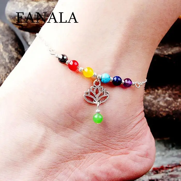 ЖЕНСКИЙ цветной браслет-цепочка с бусинами-подвеска на ногу браслет лодыжке