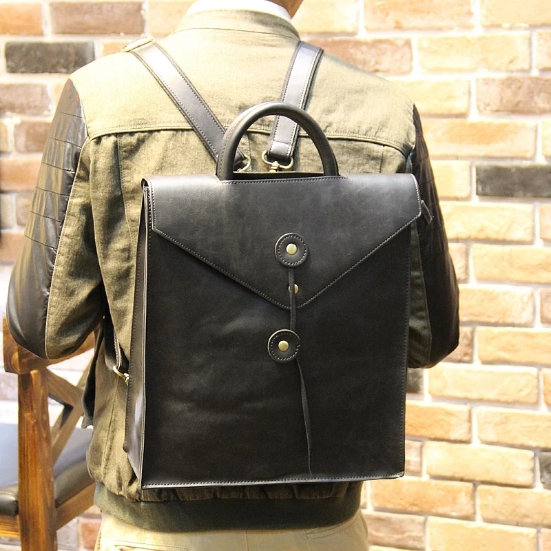 

New Fashion Style Crazy Horse Leather Backpack New Vintage Fashion School Knapsack Students Laptop iPad Satchel Daypack Bag