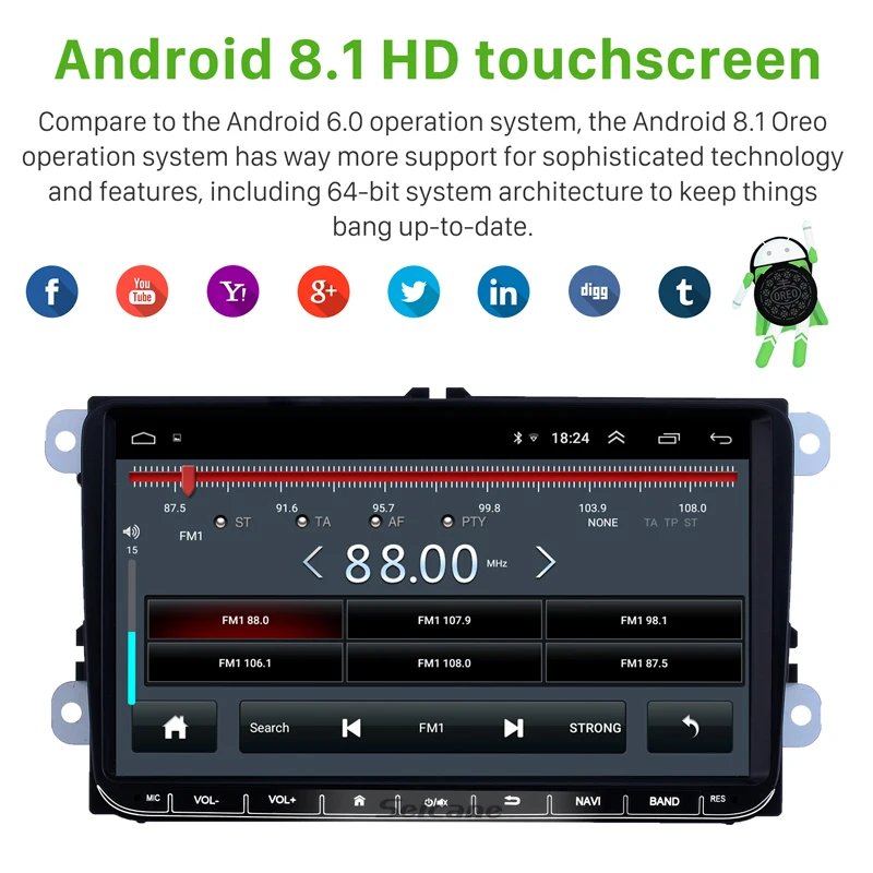 Автомобильный мультимедийный плеер Seicane 9 дюймов на Android 8 1 с GPS для VW Skoda Octavia golf 5 6