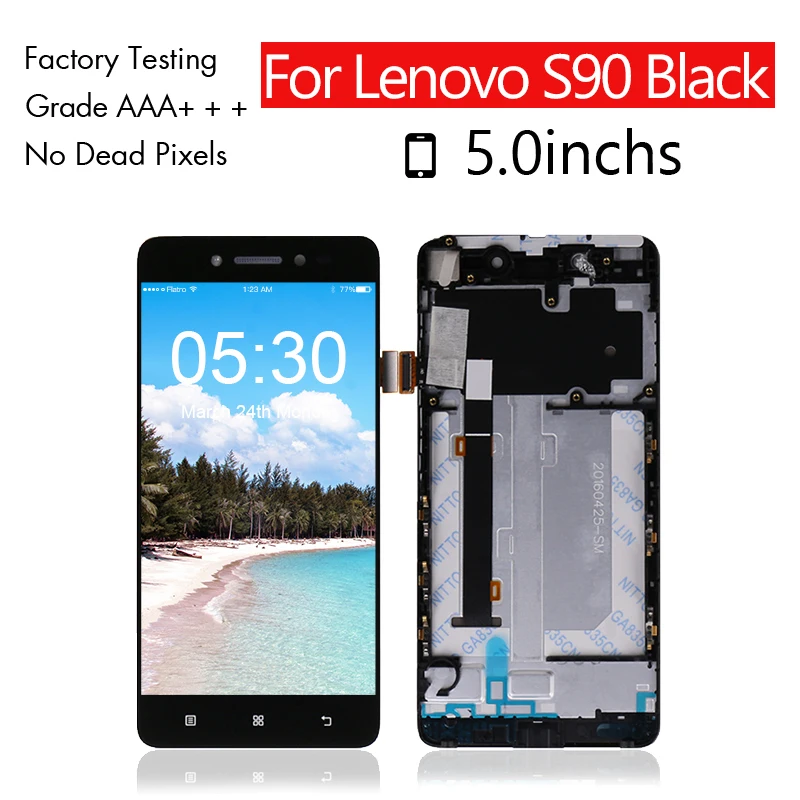 10 шт./лот для Lenovo S90 ЖК сенсорный экран дигитайзер + рамка в сборе дисплей Панель