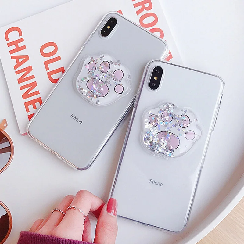 Чехол USLION с объемным мультяшным котом и жидким песком для телефона iPhone X XS XR Xs Max