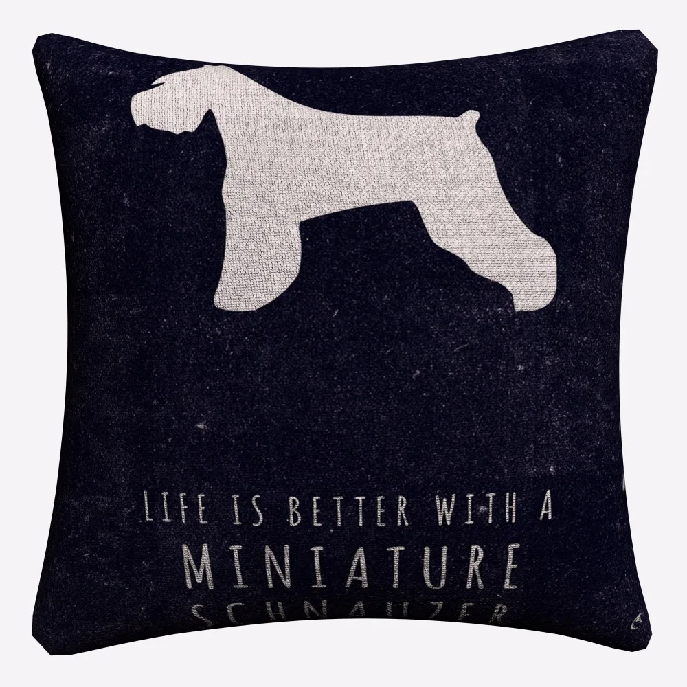 Geometric Schnauzer Dog Cushion Covers Decorative Square Throw Pillow Cover Chair Sofa Cotton Linen Pillowcase | Дом и сад