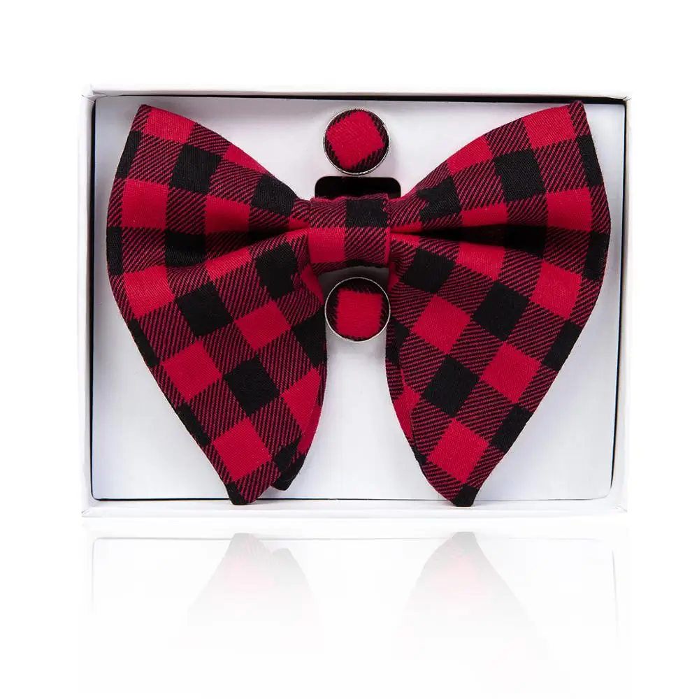 

Cotton Bow Ties Pre Tied Men's Bowtie Hanky Set Adjustable Business Wedding Neck Tie Bow Hanky For Men Accessories