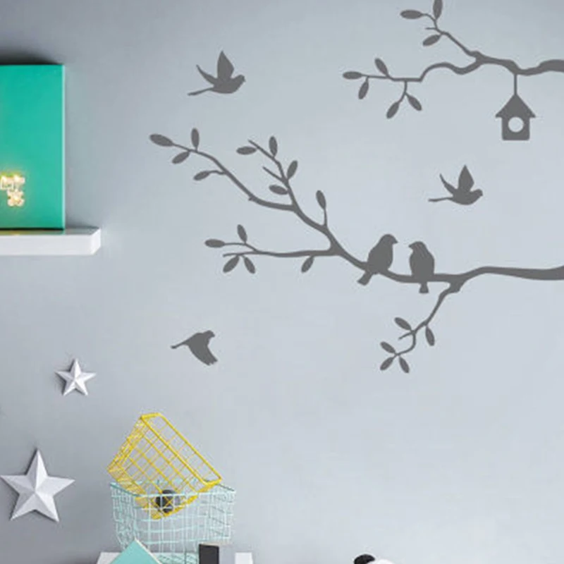 Самоклеящиеся виниловые наклейки на стену в виде птиц и деревьев Переводные