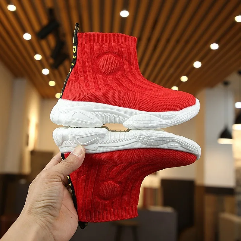CNFSNJ Fashion Kids Children's Casual Sock Shoes For Boys girls Sports Running Sneakers Lace-up Socks Boots New Trended | Детская