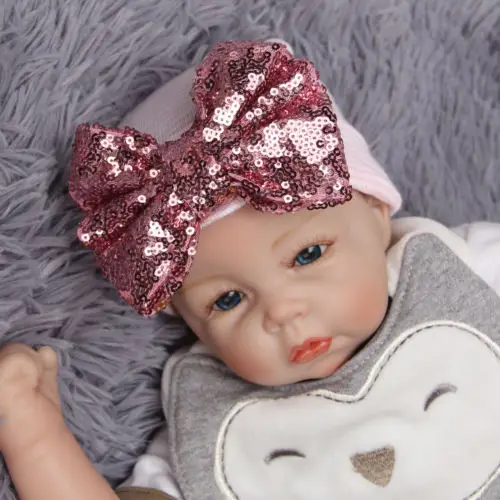 Fashion Newborn Baby Girl Infant Kid Spring And Autumn Sequin Bowknot Beanie Hat Knit Warm soft Comfortable Hospital Cap | Детская