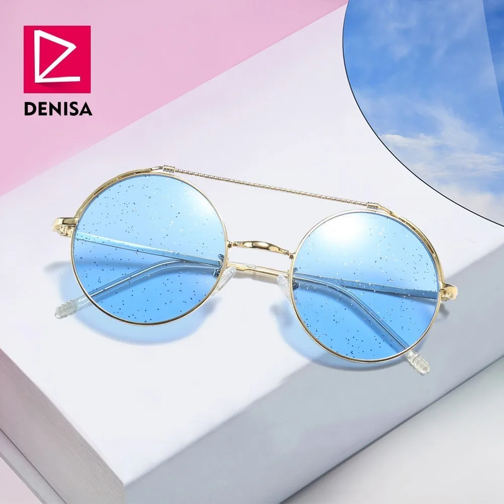 Женские/мужские солнцезащитные очки с блестками DENISA Модные Винтажные Очки