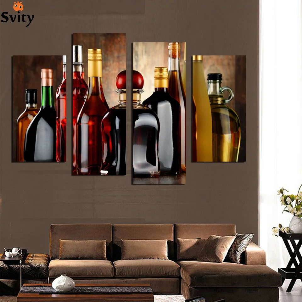 HD Printed modern wine bottle painting wall picture for bar kitchen dining room bedroom home decor art canvas unframed F18861|wall pictures|wine