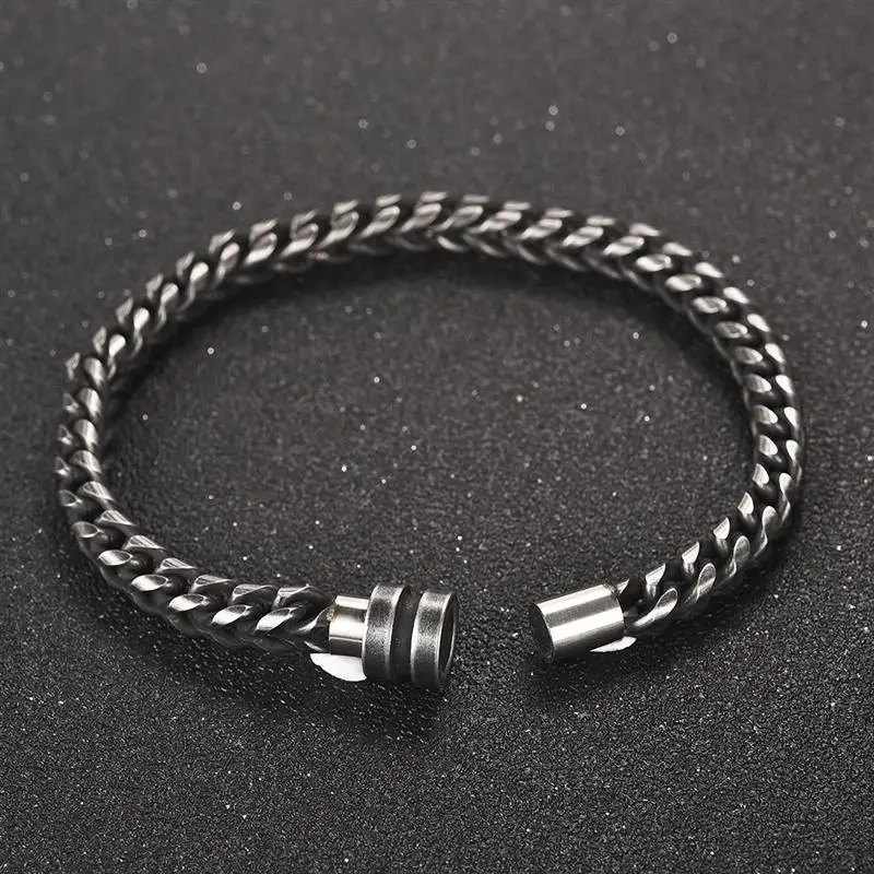 Stainless Steel Chain Bracelet Men Punk Jewelry Magnetic Clasps Bangle Christmas Gift Fashion Male Hand Accessory Wholesale 22cm | Украшения