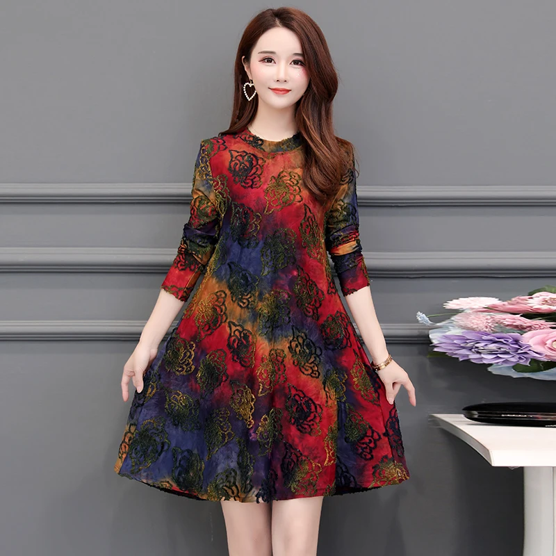Women Dress Plus Size Long Sleeve Spring Autumn Mom Vintage Shirt Office Formal Elegant Casual Robe Femme Dresses | Женская одежда