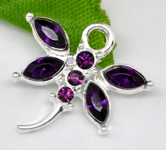 Lovely 10 SP Rhinestone Dragonfly Charm Pendants 20x19mm (B10989) | Украшения и аксессуары