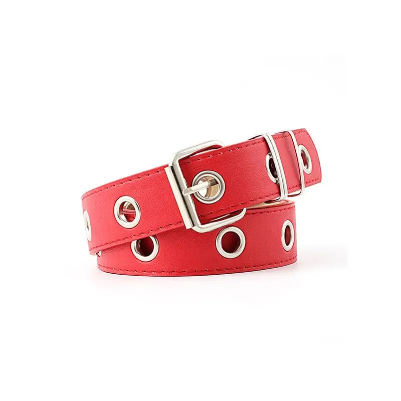 PU Leather Belt Women Harajuku Fashion Hot Punk Holes Designer 2019 Trendy Casual Off White Belts Girl Gothic Black Waist | Аксессуары