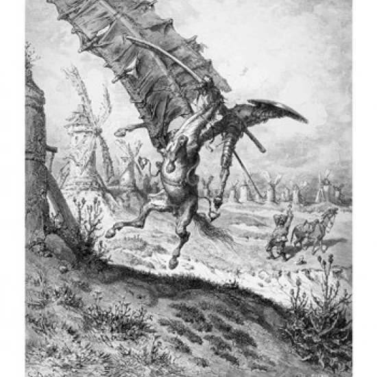 Дон Кихот и ветряные мельницы плакат печать Gustave Dore (18x24)|Таблички знаки| |