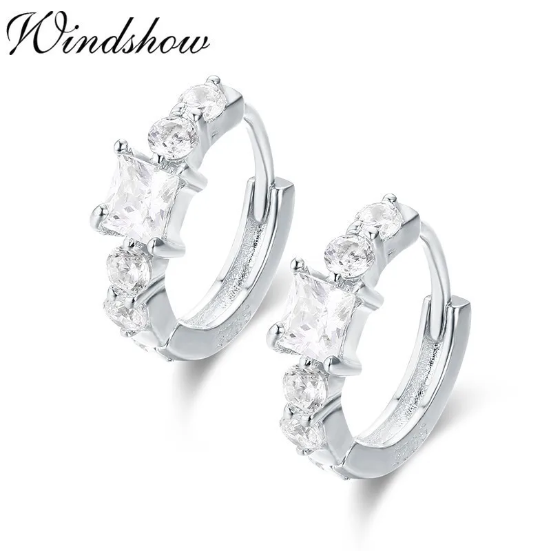 Милые тонкие серьги кольца из стерлингового серебра 925 пробы с квадратной