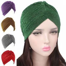 Turbante feminino liso e brilhante, chapéu turbante feminino ultrafino estilo indiano, moda urbana, turbante para mulheres, 2020 (1)
