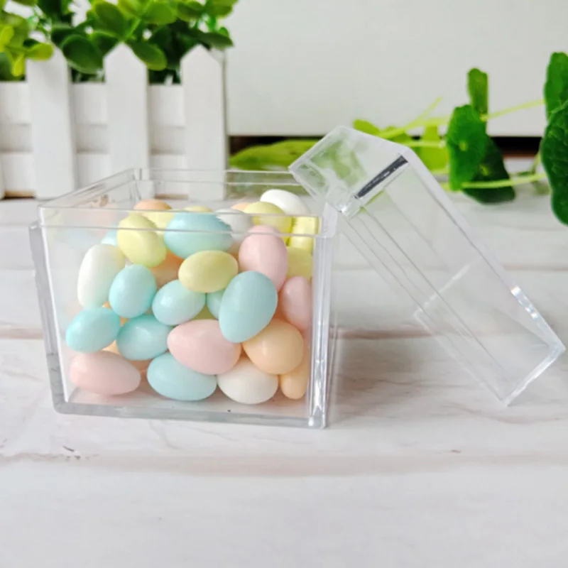 12PCS 5CM Hollow Cube Transparent Plastic Candy Box Imitate Crystal | Дом и сад