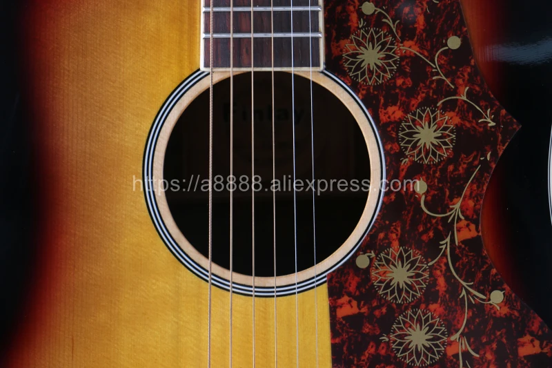 Finlay Professional Guitar 41" Acoustic Solid Spruce Top/Rosewood Body guitars china With Hard case OM sunset | Спорт и