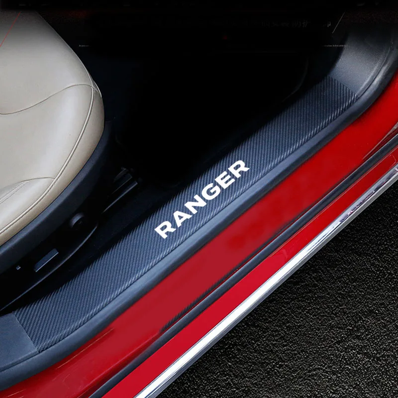 Защитный порог для двери Ford Ranger 4 шт. из углеродного волокна искусственной кожи
