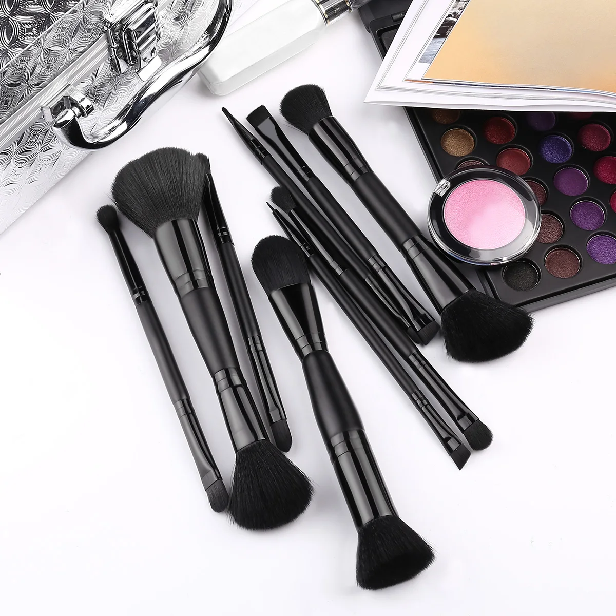 Девять высокого качества кисти для макияжа двойных головок всех типов Mooth волос