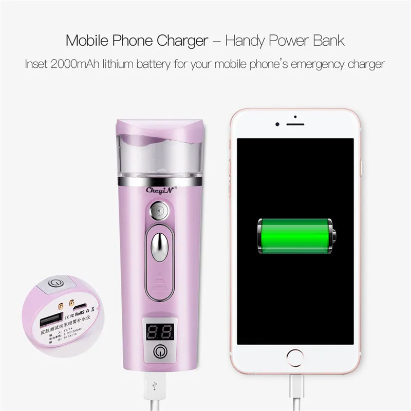 Ультразвуковой нано распылитель тумана перезаряжаемый отпариватель для лица