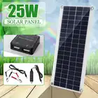 Портативная солнечная панель 25 Вт 12 В с двойным USB внешним аккумулятором, зарядная плата для солнечной батареи, зажимы под крокодила, автомобильное зарядное устройство