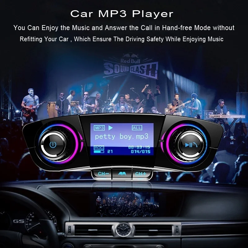 Автомобильное зарядное устройство с двумя USB портами FM передатчик BT06 Bluetooth