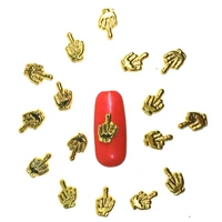 20pcs middle finger nail art decorations metal charms nail dekors trend decos stickers accessories bling studs nailart supplies