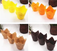 hot 30sets 200 pcs pack paper cake decoration tool mold tulip flower chocolate cupcake wrapper baking muffin paper liner