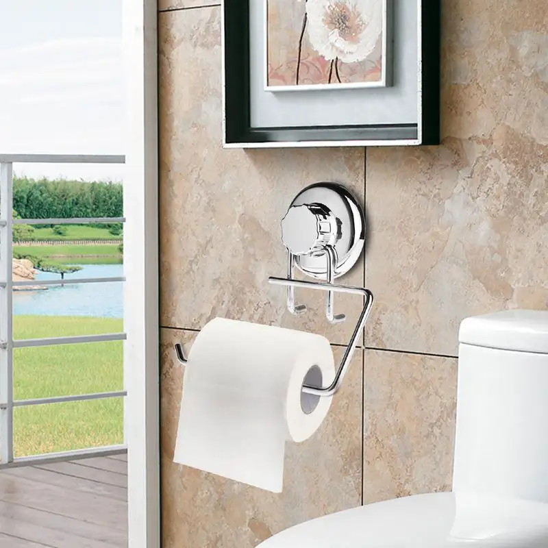 Bathroom Sucker Restroom Toilet Roll Paper Punch Free Tissue Holder Strong Suction Napkin Rack Hook Towel Hanging Rod | Дом и сад