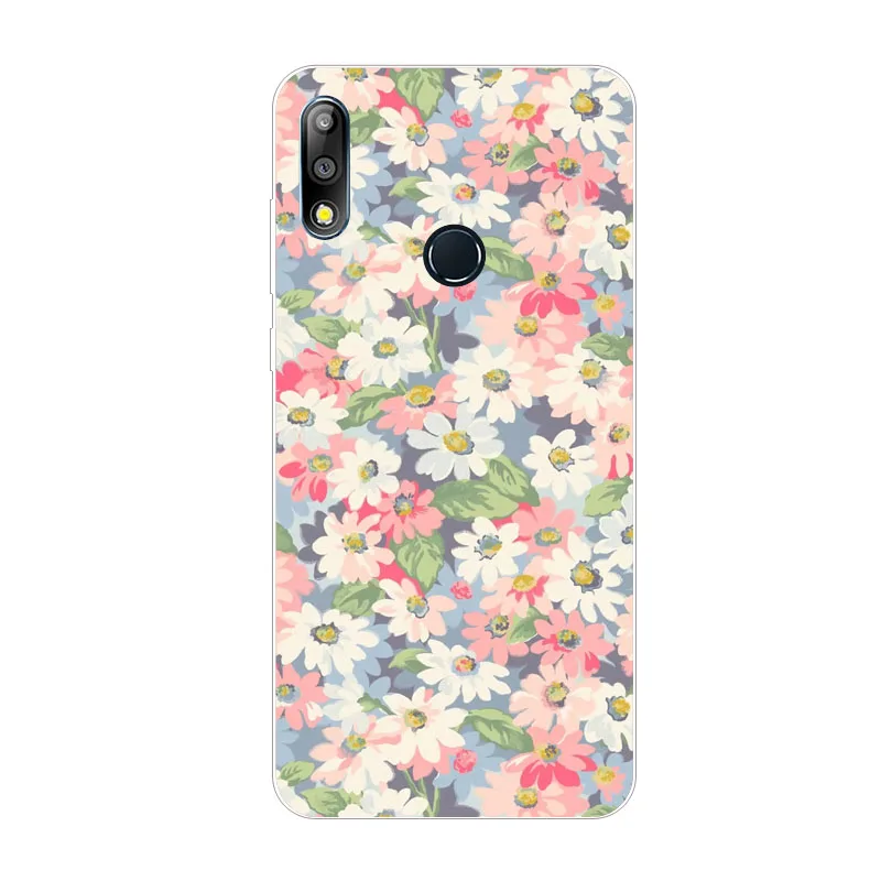 for asus zenfone max Pro m2 zb631kl pro Case Silicon White Floral Painting Soft TPU Back Cover Bags shell |