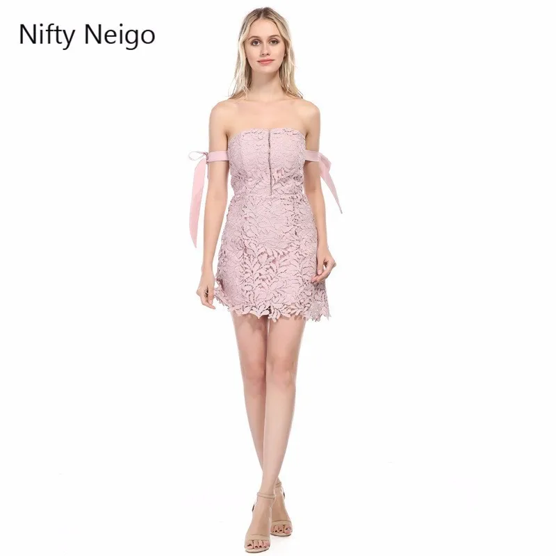 Nifty Neigo женское кружевное платье с вырезом лодочкой и шнуровкой мини-платье