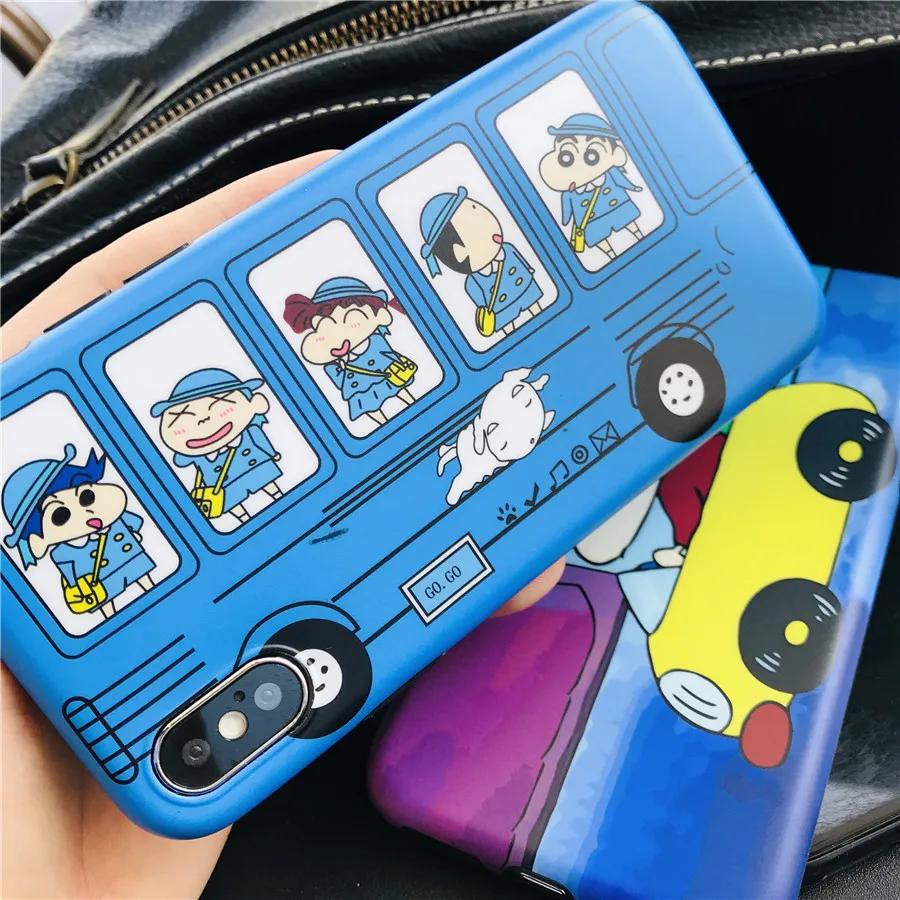 Fashion Xs Chi-bi Maruko and Crayon Shin-chan Cute Case For iPhone 6 6s 6p 7 8 plus X TPU Soft Phone Cover Silicone Back Shell |
