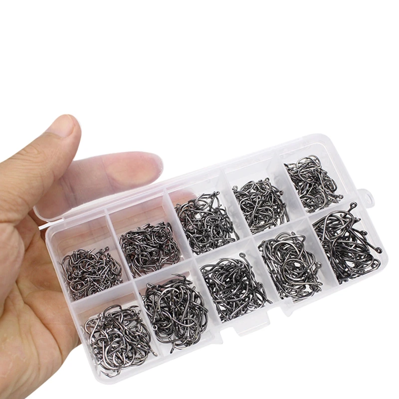 HOT 500Pcs/коробка для рыболовных крючков 10 размеров 3 # 12 Высокоуглеродистая сталь