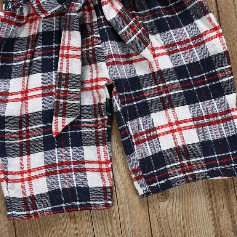 Modis/Одежда для новорожденных и маленьких девочек клетчатый комбинезон Летний без