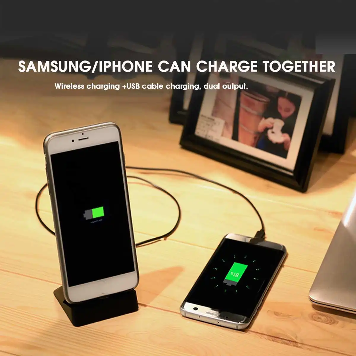 Светодиодная настольная лампа с зарядкой по Usb беспроводным зарядным