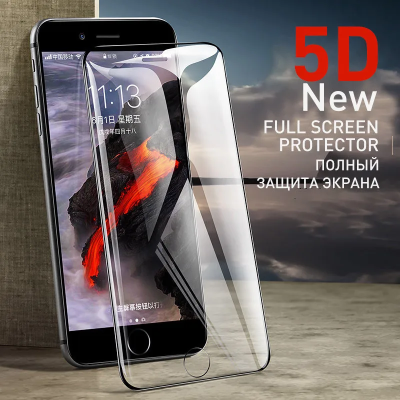 5D закаленное стекло с изогнутыми краями для iphone 6 7 8 6s plus XS Max полное покрытие