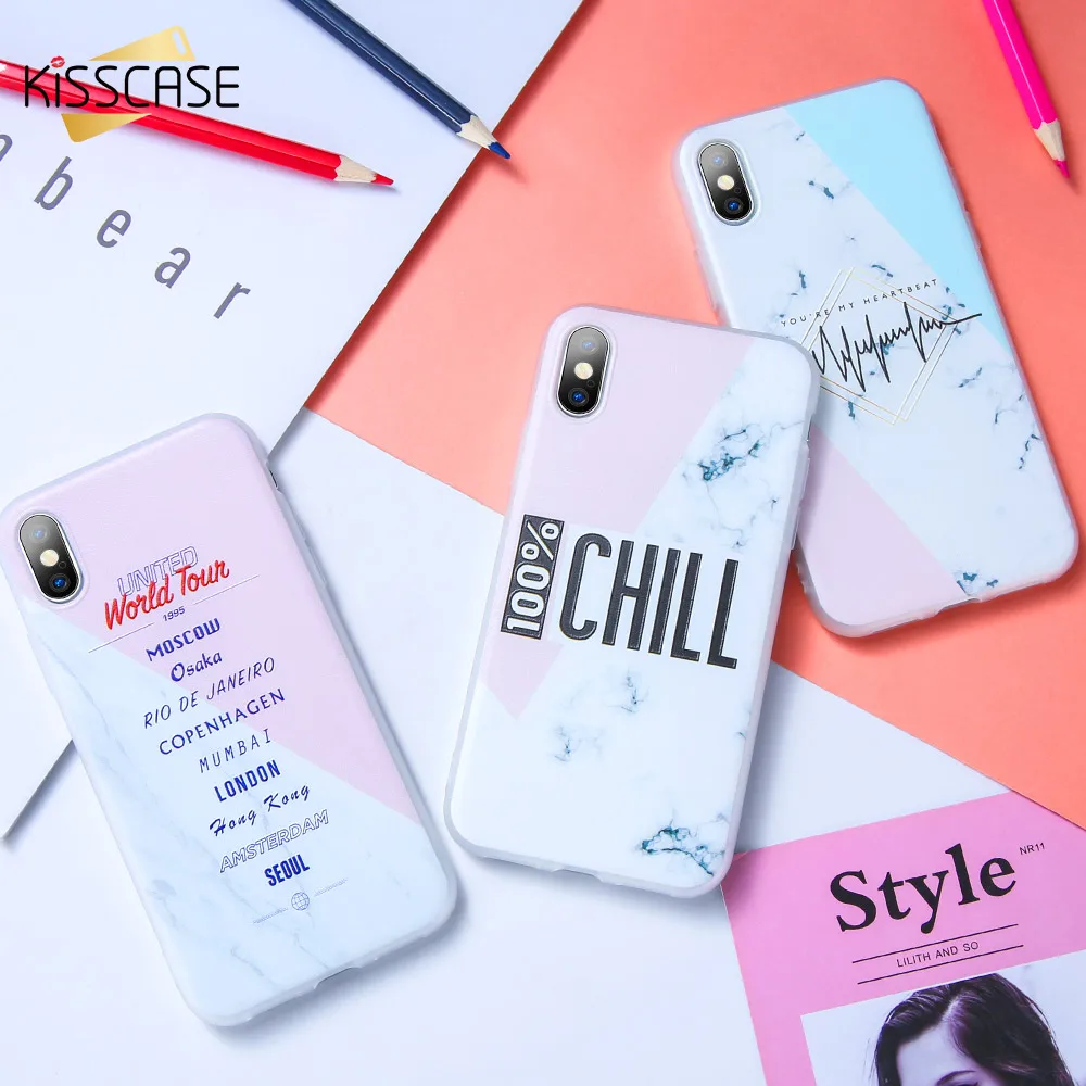 KISSCASE Stitching Marble Case For iPhone X XS 7 8 6 6s Plus Soft Silicone Phone 5s 5 SE XR Max Coque |
