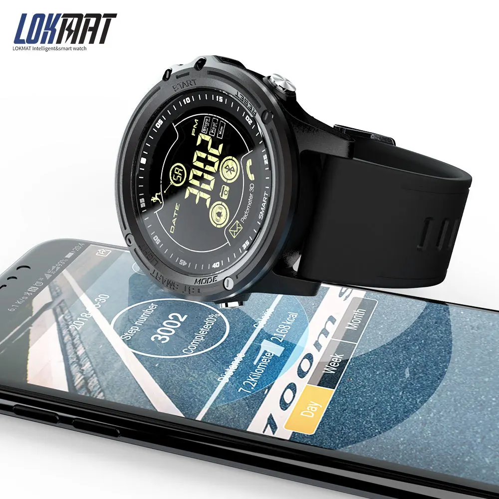 Мужские модные Смарт часы LOKMAT спортивные водонепроницаемые с шагомером и Bluetooth
